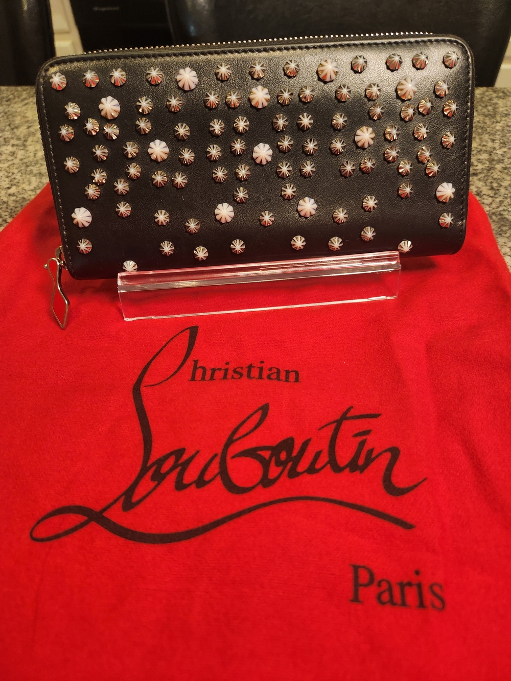 Christian Louboutin Panettone Studded Leather Zip-Around Long Wallet